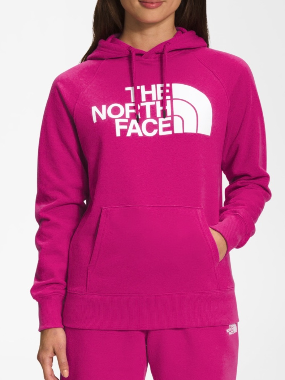 The North Face Bright Pink Pullover Hoodie with White Logo